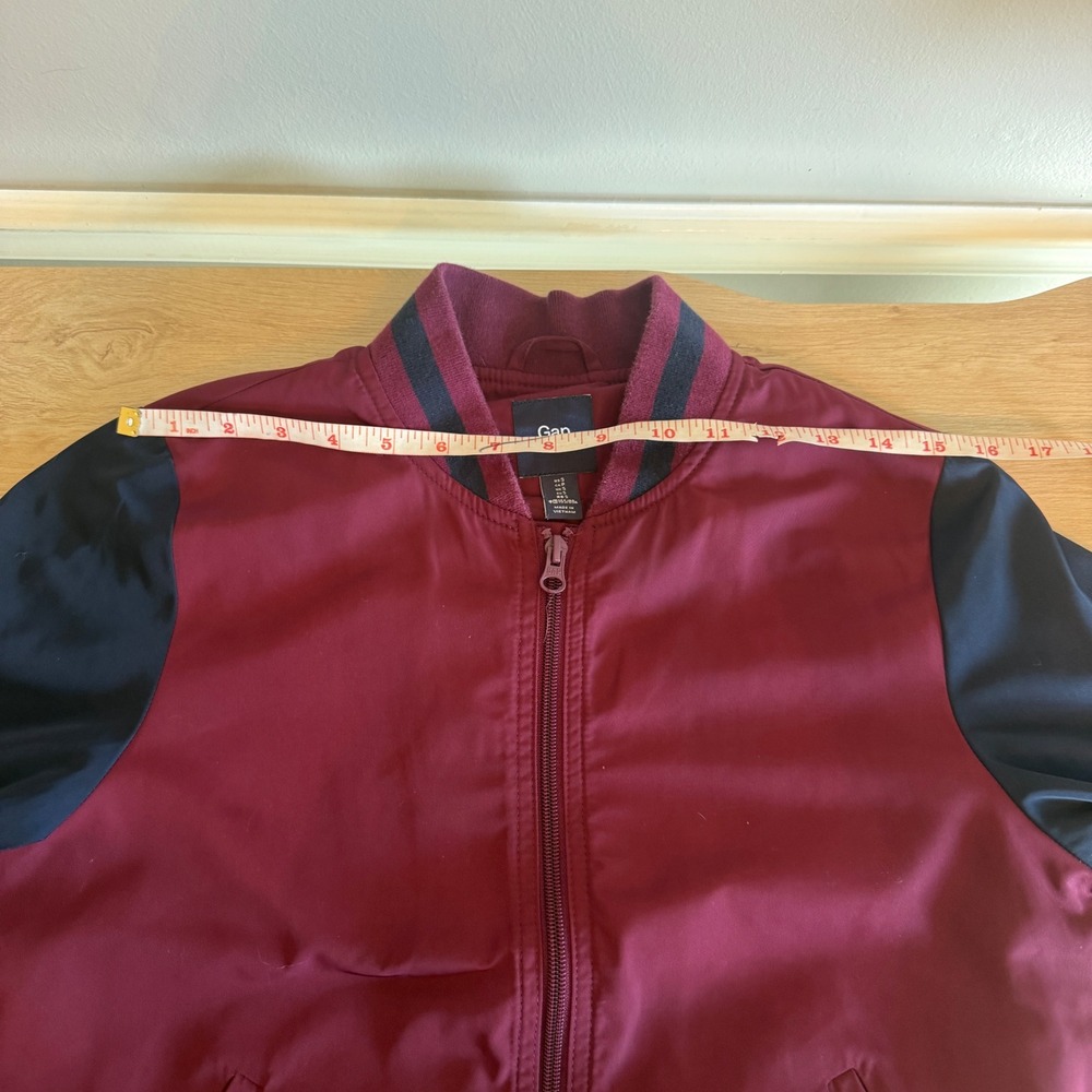 Gap Kids Burgundy Navy Blue Colorblock Zip Up Varsity Bomber Jacket Size S Small - Picture 6 of 7